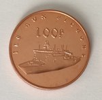Île aux Pigeons, 100 francs 2017, copper